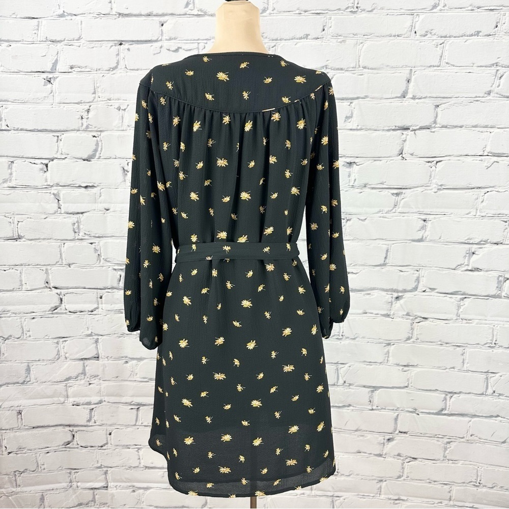 Madewell Tie-Waist Mini Dress in French Daisies Black Womens XS Floral Prairie - Picture 6 of 14